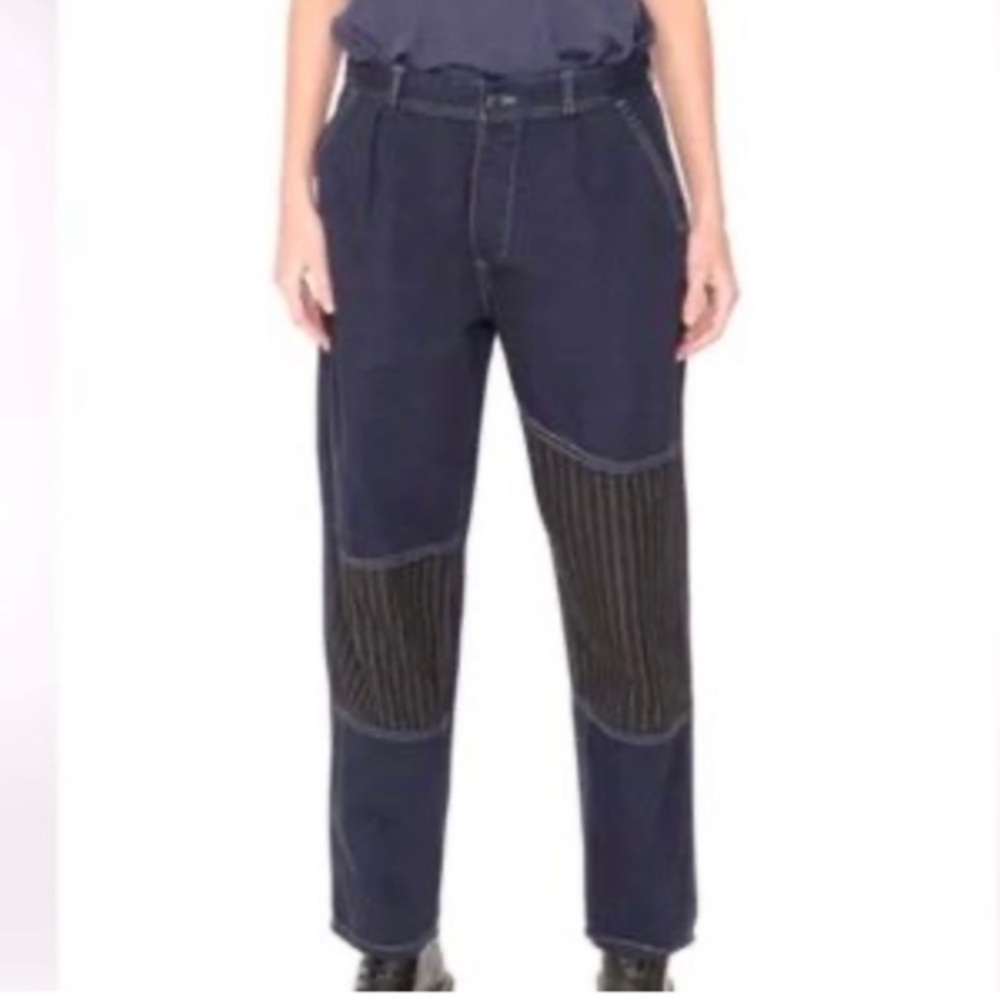 FREE PEOPLE x SANDRINE ROSE FRENCH WORKER PINSTRIPE PATCH PANT NWT SZ 26